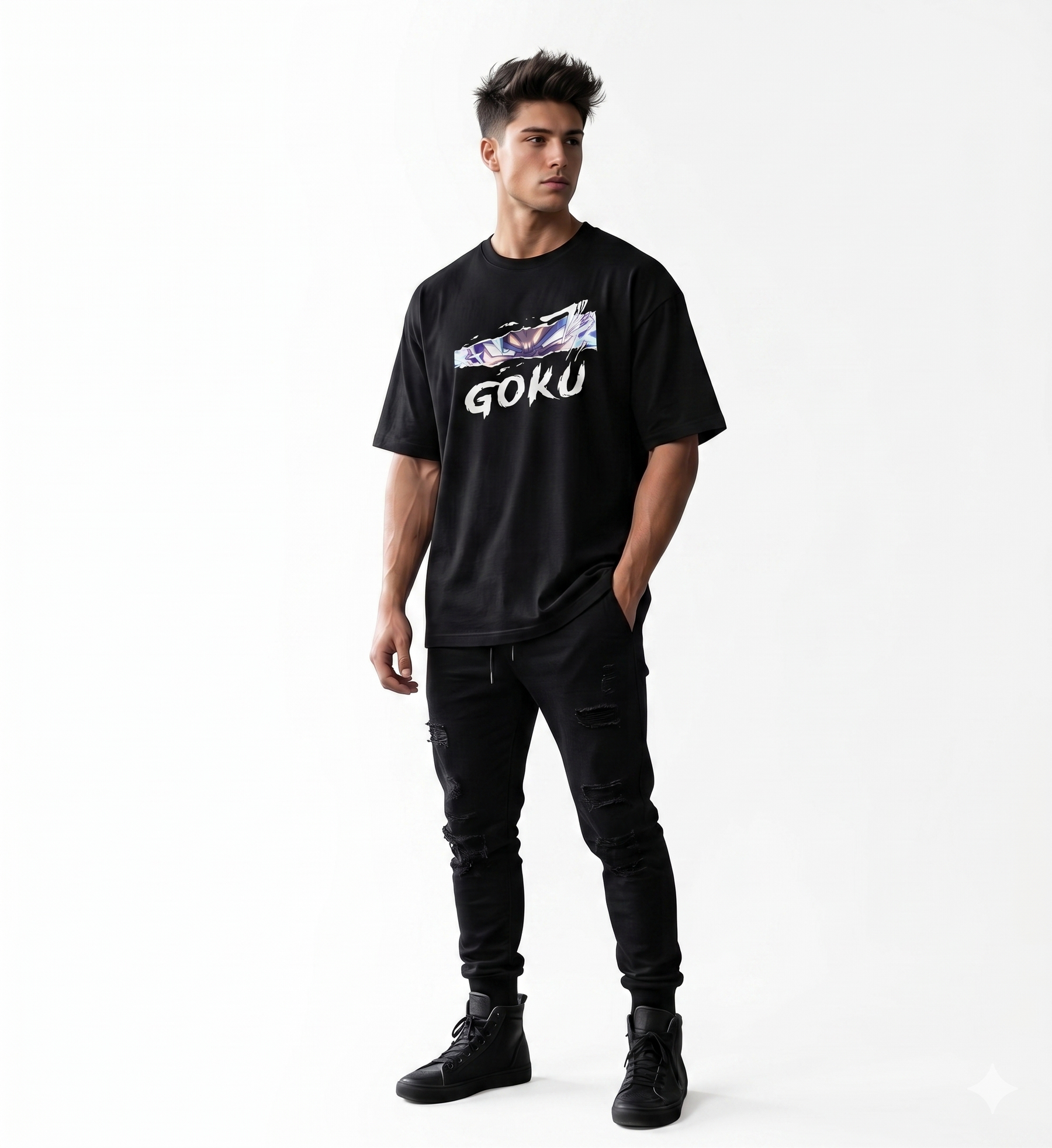 Premium Oversized Anime T-Shirt - Ultra Instinct Goku Graphics