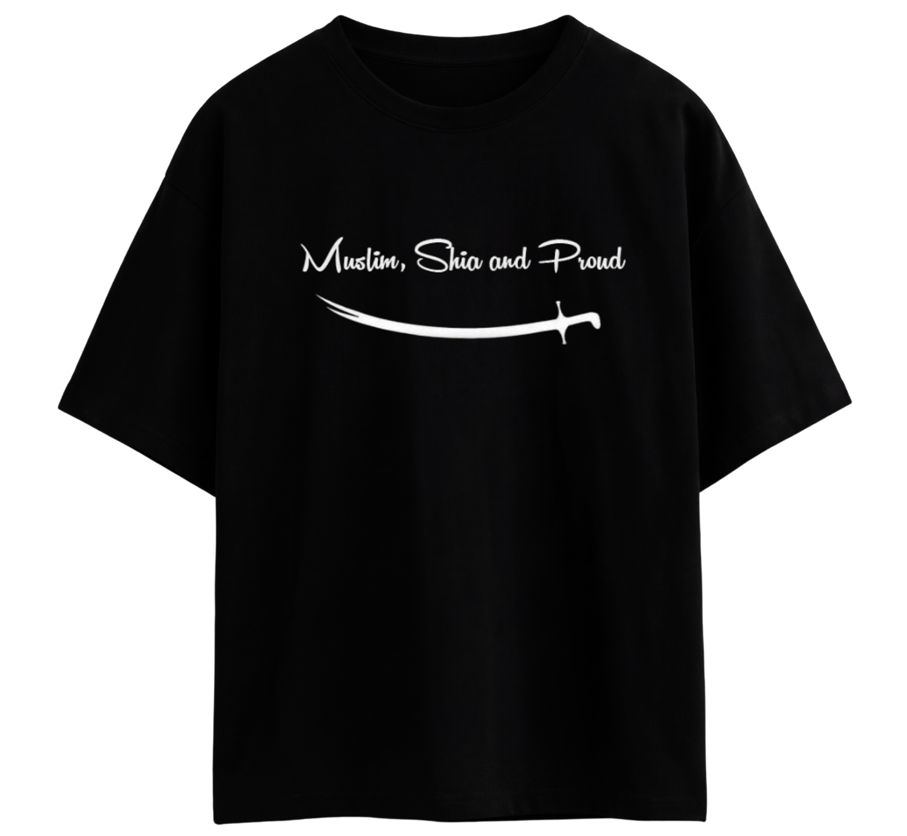 Muslim, Shia and Proud' Zulfiqar Graphic Oversized T-Shirt